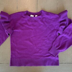 GAP Kids Girls • Size Medium (8-9) • Purple Long-Sleeve Knit Sweater w/Ruffles